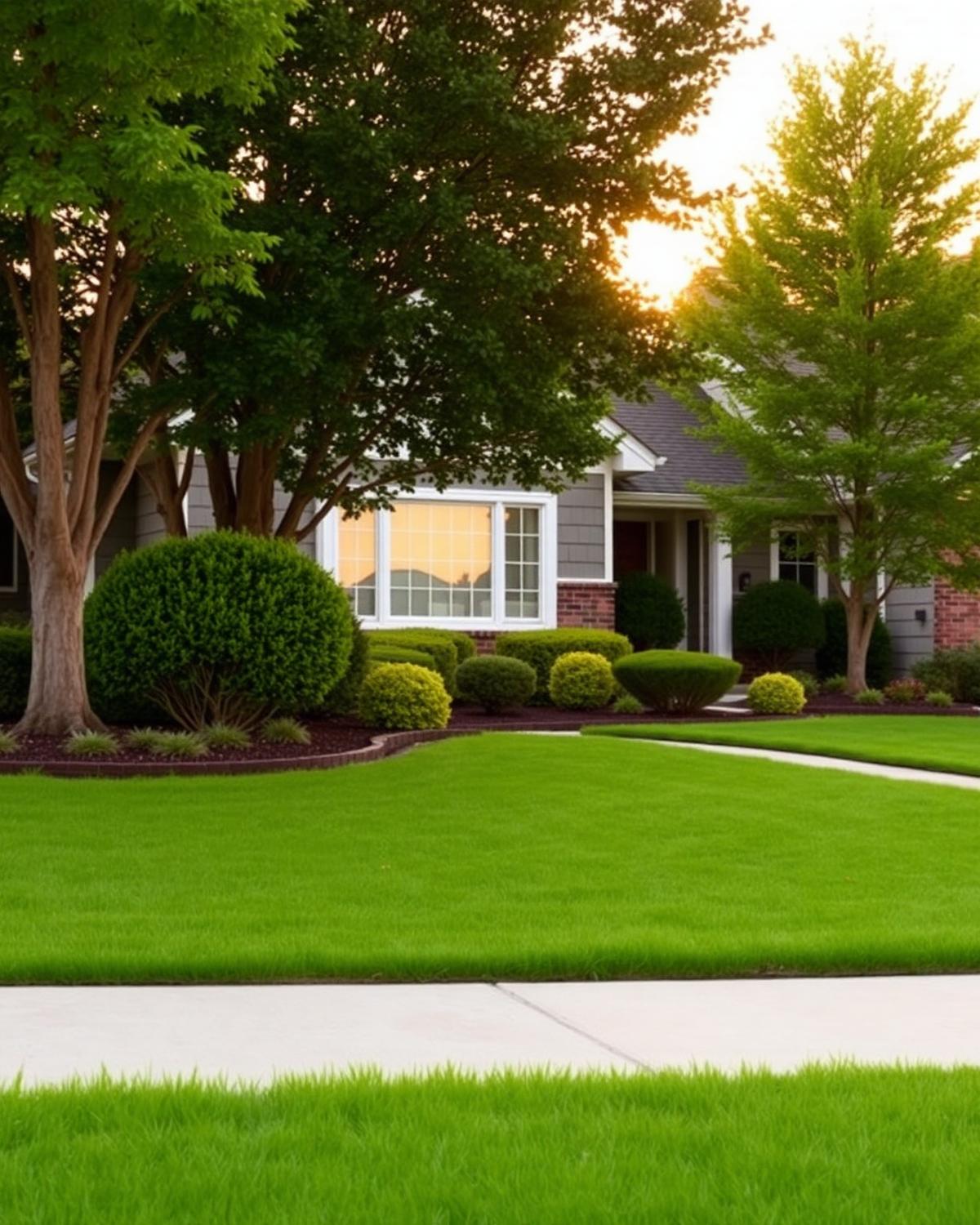 Pristine front yard with crisp lawn edges